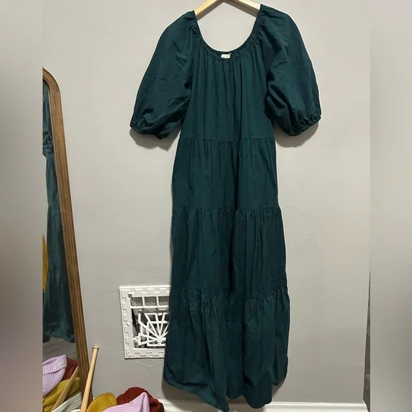 Elegant Green Women's Boho Eyelet Dress - Picture 1 of 5